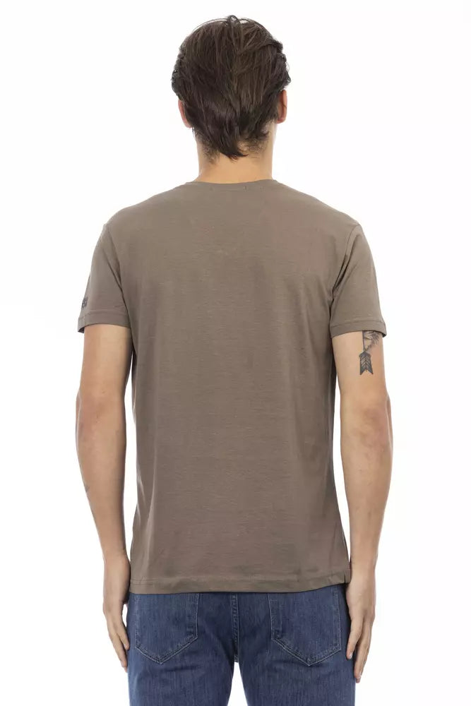 T-shirt décontracté à col en V Trussardi Action Elevated marron