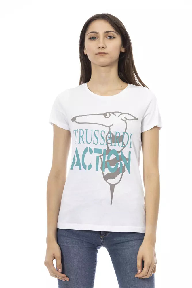 T-shirt blanc imprimé Trussardi Action Chic : un indispensable de la garde-robe d'été