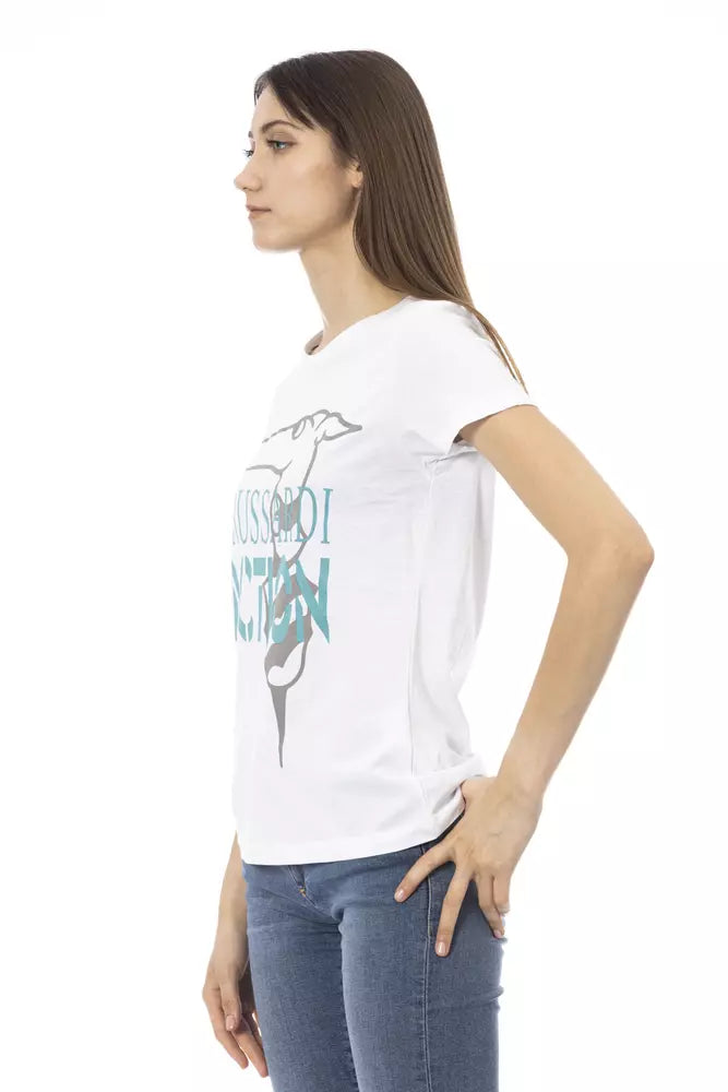 T-shirt blanc imprimé Trussardi Action Chic : un indispensable de la garde-robe d'été