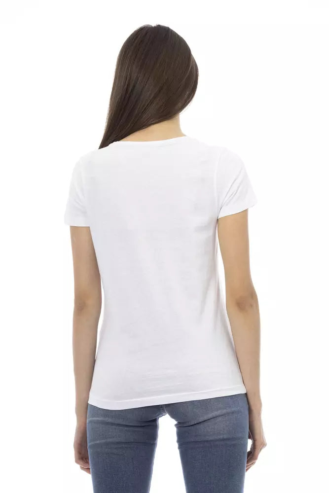 T-shirt blanc imprimé Trussardi Action Chic : un indispensable de la garde-robe d'été