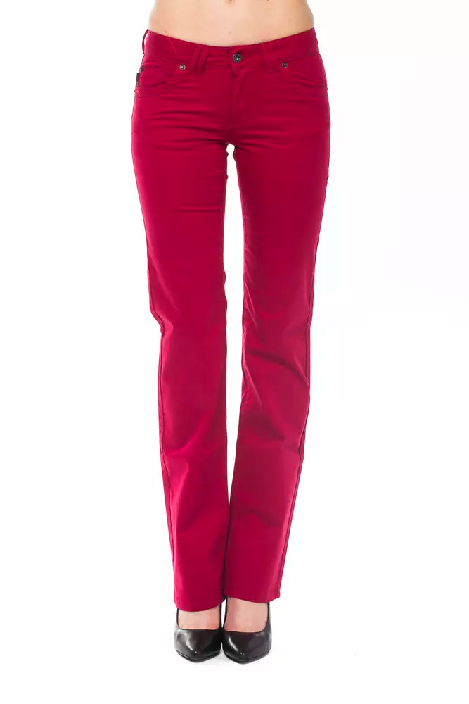 Pantalon coupe classique rouge ravissant Ungaro Fever avec détails chics