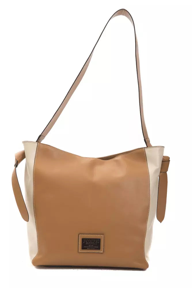 Elegante bolso de hombro de piel Donatella de Pompei en marrón intenso