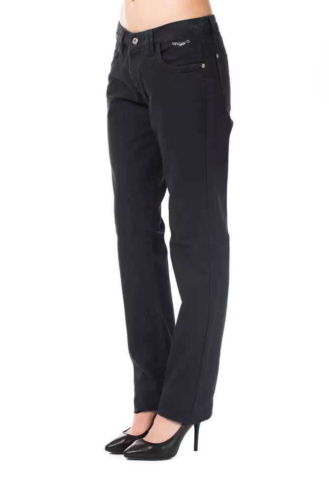 Pantalon en coton coupe classique bleu Ungaro Fever Chic