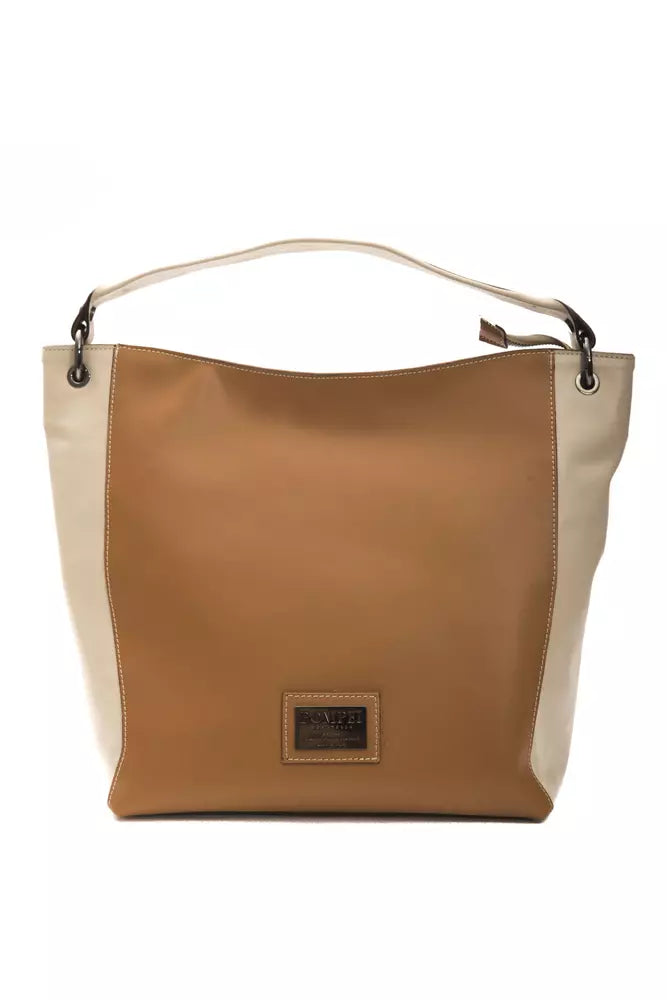 Elegante bolso de hombro de piel Donatella de Pompei en marrón intenso