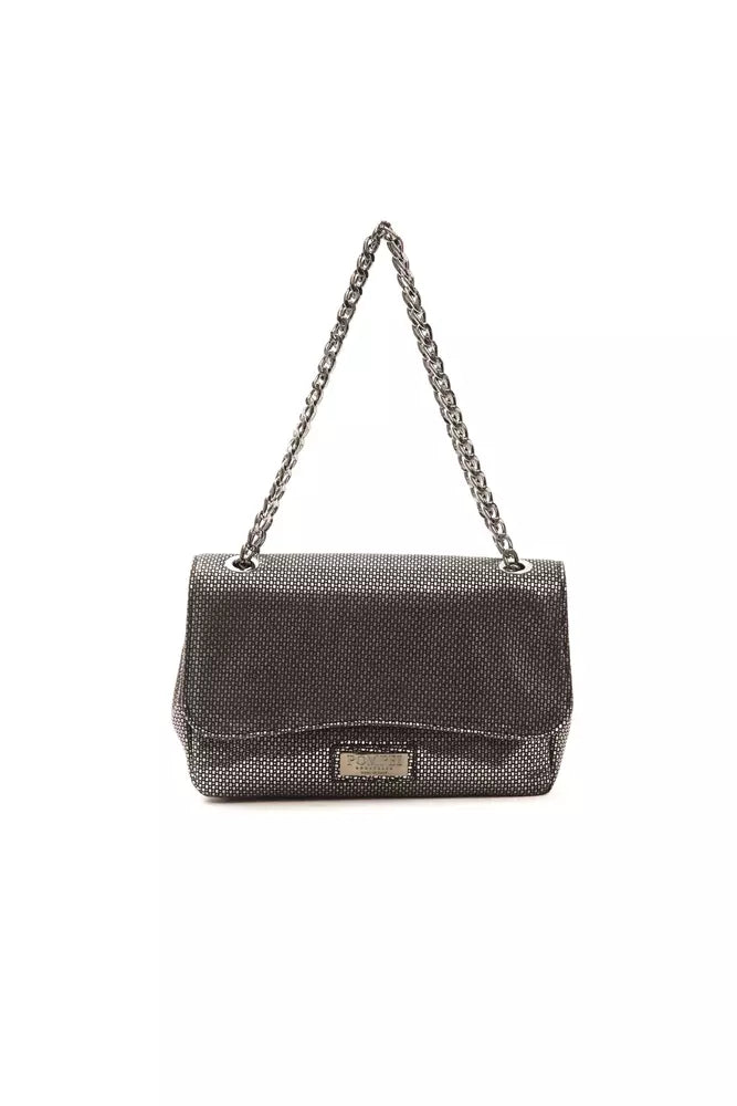 Bolso bandolera elegante de piel gris Pompei Donatella