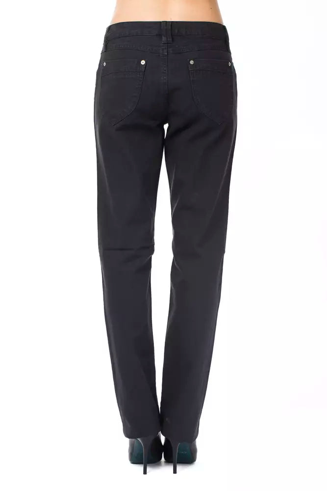 Pantalon en coton coupe classique bleu Ungaro Fever Chic