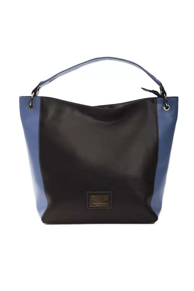 Bolso de hombro elegante de piel negra Donatella de Pompei