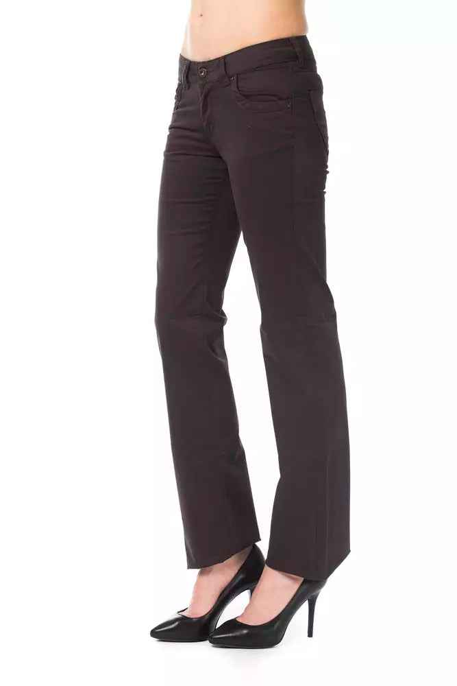 Pantalon de créateur Ungaro Fever élégant marron coupe régulière