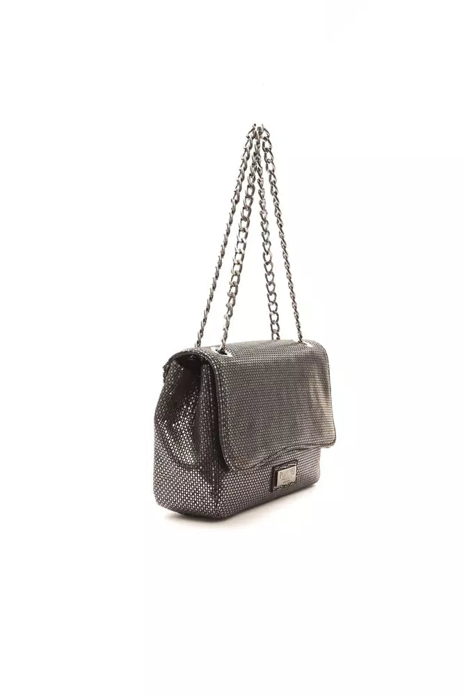 Bolso bandolera elegante de piel gris Pompei Donatella