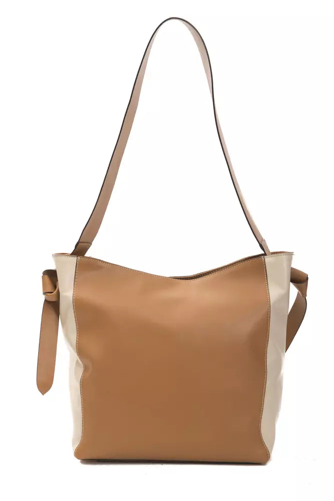 Elegante bolso de hombro de piel Donatella de Pompei en marrón intenso