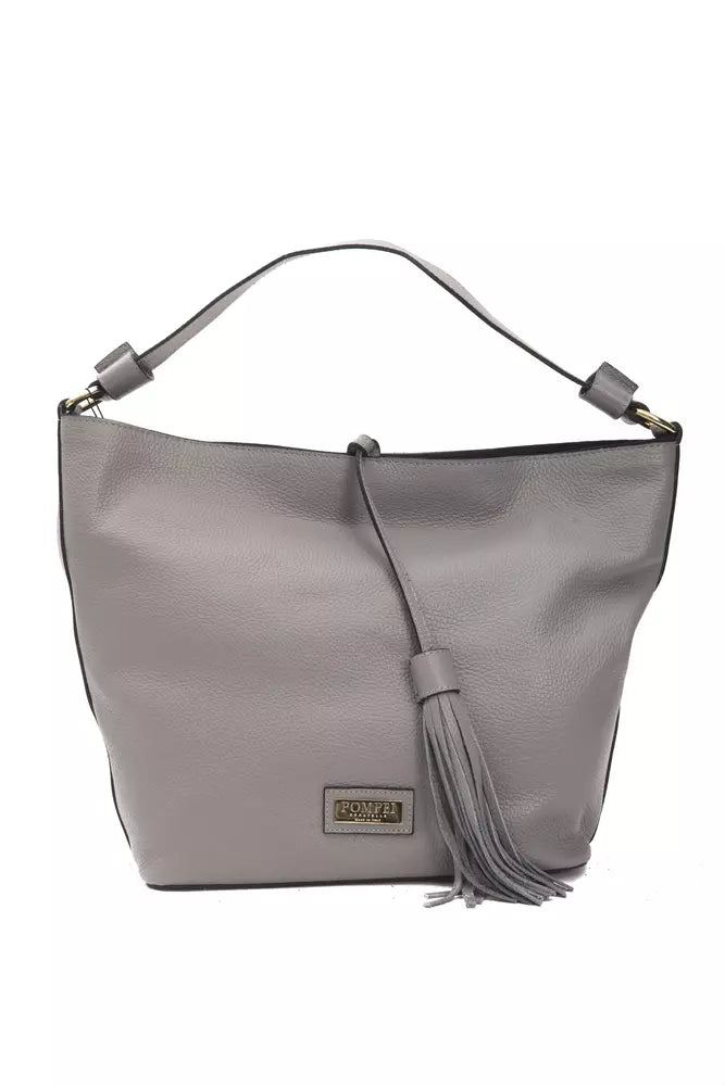 Bolso de hombro elegante de piel gris Pompei Donatella - Correa ajustable