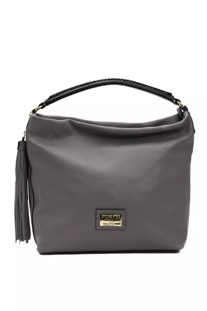 Bolso de hombro elegante de piel gris Pompei Donatella