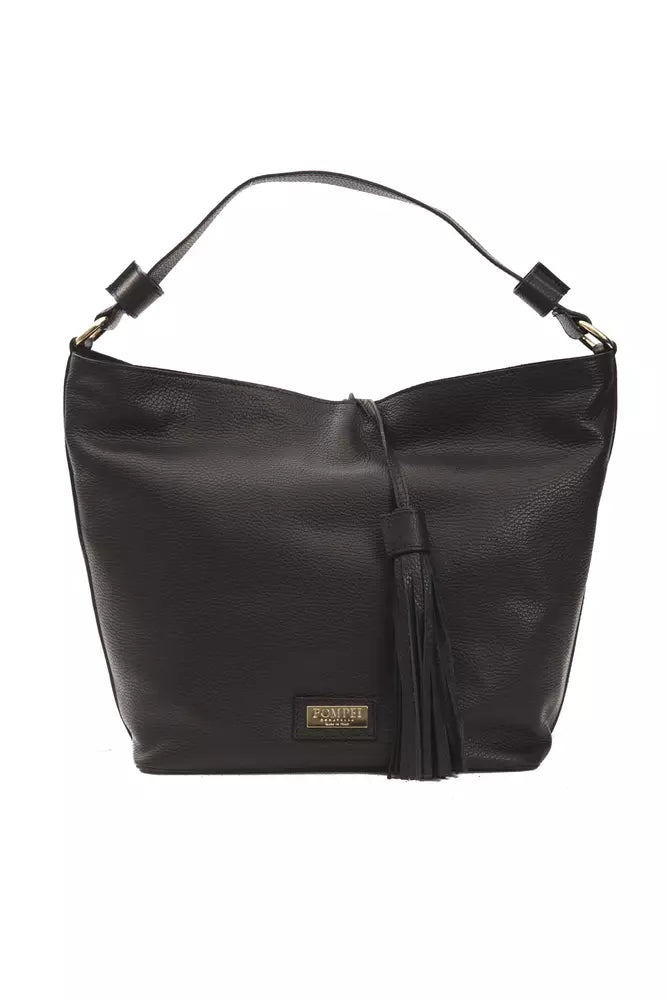 Elegante bolso de hombro de piel Donatella de Pompei en negro atemporal