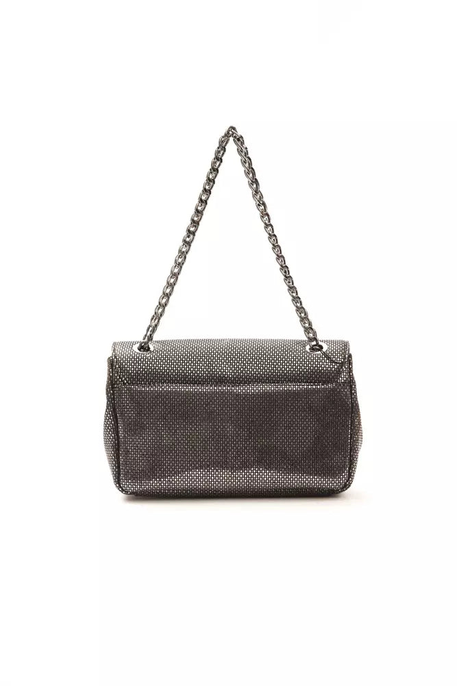 Bolso bandolera elegante de piel gris Pompei Donatella