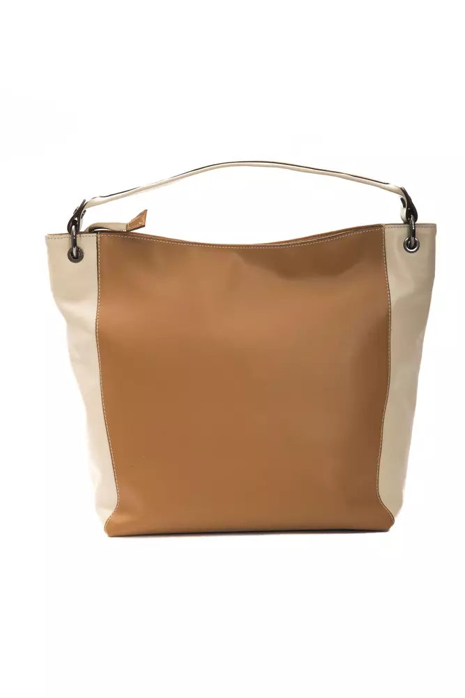 Elegante bolso de hombro de piel Donatella de Pompei en marrón intenso