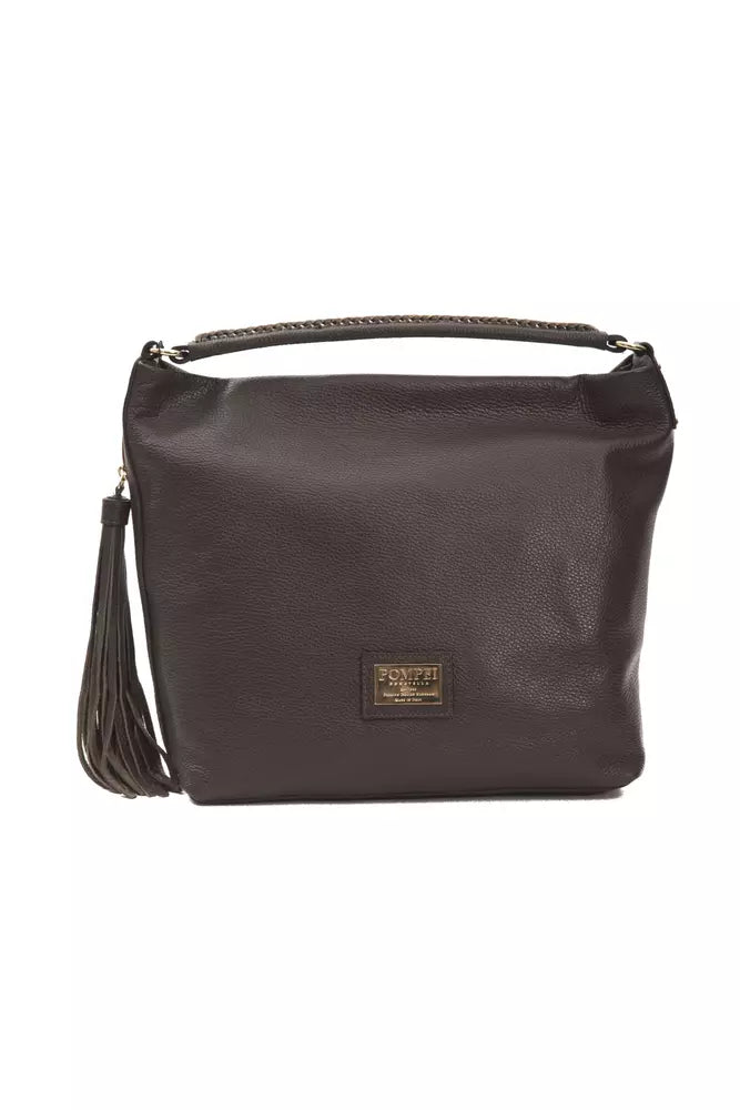 Bolso de hombro elegante de piel marrón Donatella de Pompei