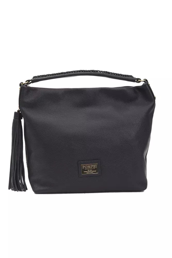 Bolso de hombro elegante de piel gris con detalle de logotipo Pompei Donatella