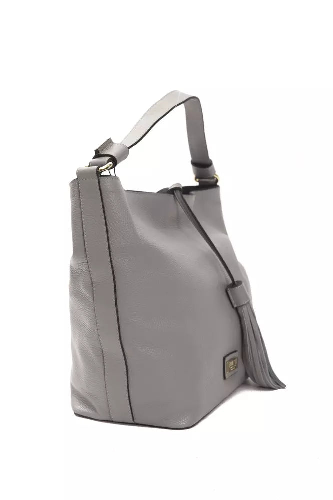 Bolso de hombro elegante de piel gris Pompei Donatella - Correa ajustable