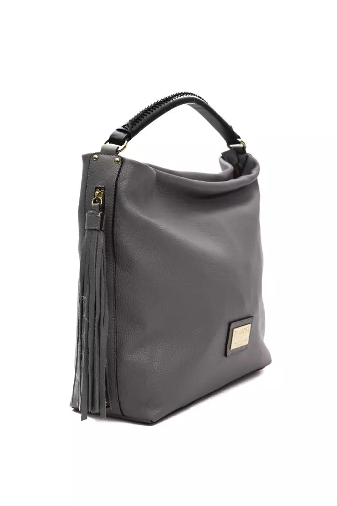 Bolso de hombro elegante de piel gris Pompei Donatella