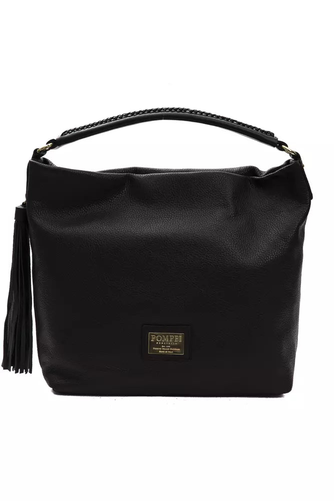 Bolso de hombro elegante de piel negra Donatella de Pompei