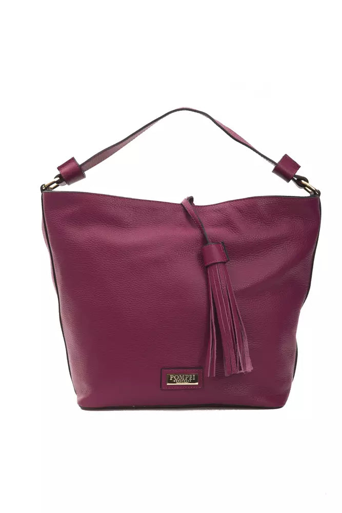 Bolso de hombro elegante de piel color burdeos Pompei Donatella