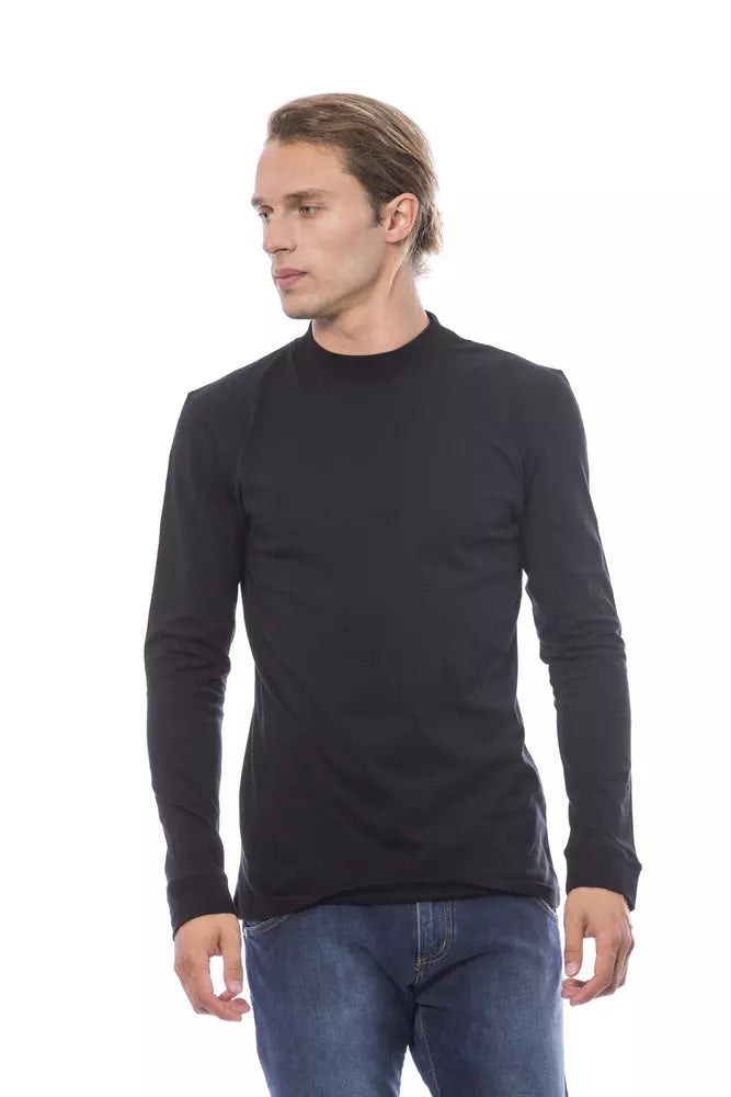 Pull ras du cou en coton noir élégant Verri