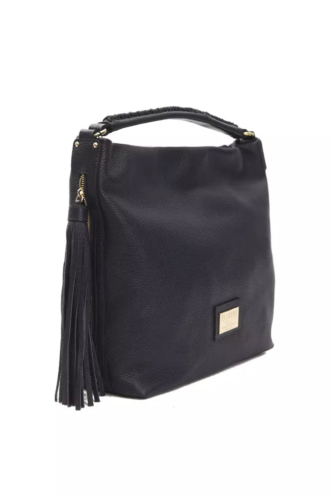 Bolso de hombro elegante de piel gris con detalle de logotipo Pompei Donatella