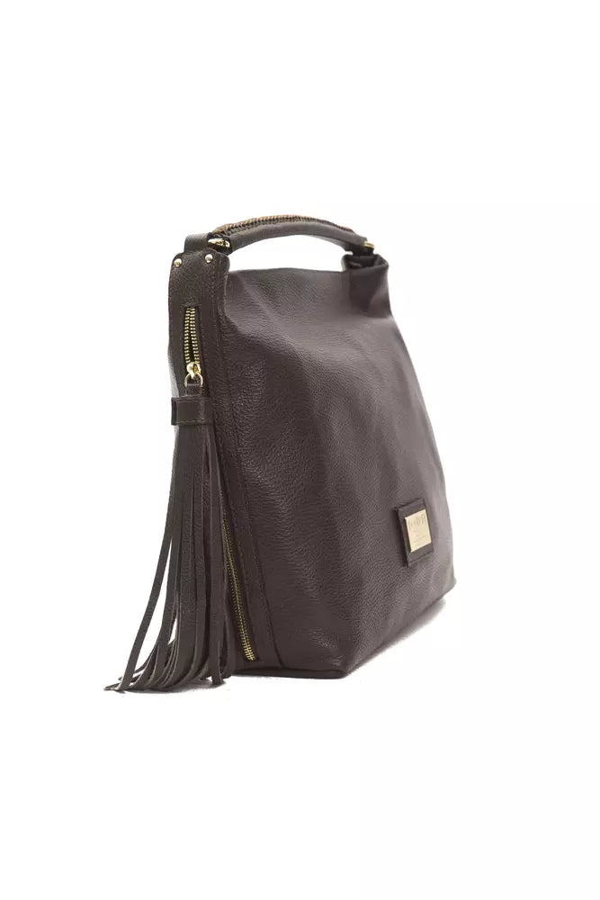 Bolso de hombro elegante de piel marrón Donatella de Pompei