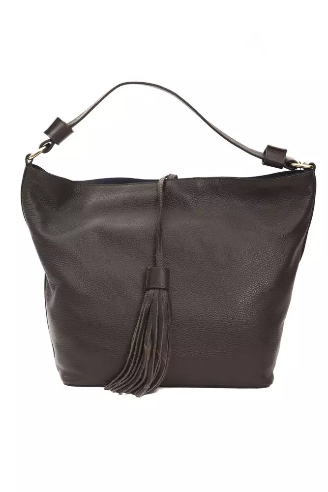 Elegante bolso de hombro de piel Donatella de Pompei en marrón terroso