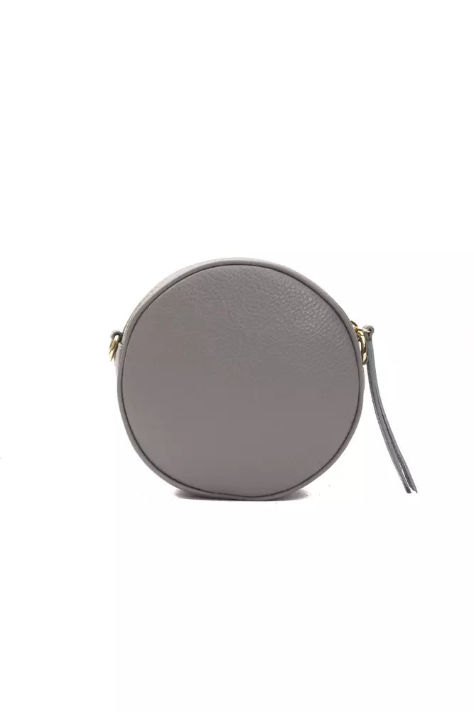 Bolso bandolera ovalado elegante de piel gris Pompei Donatella