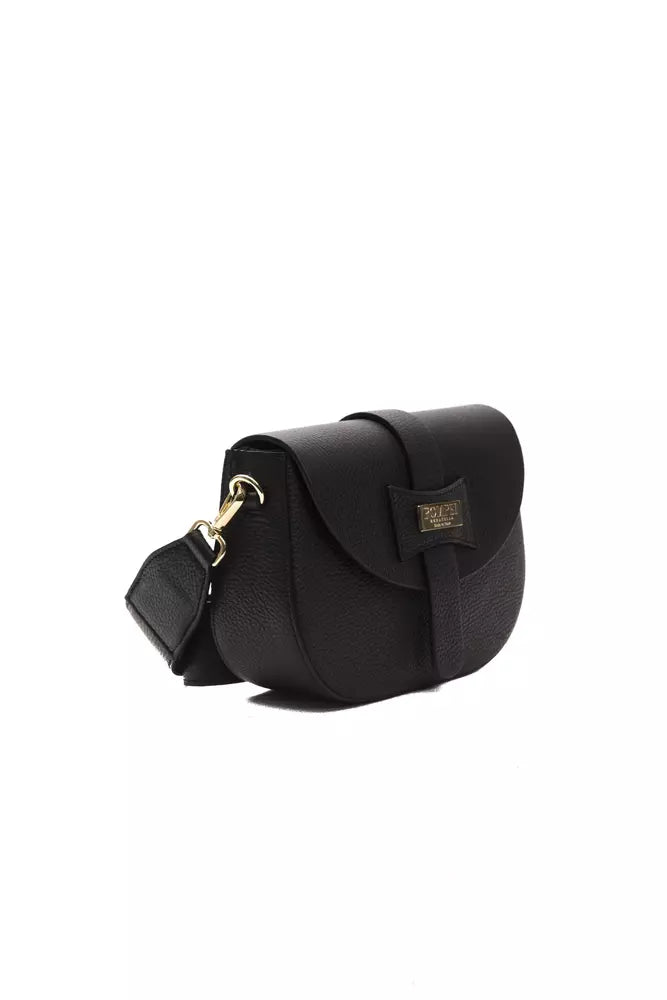 Bolso bandolera elegante de piel negra Donatella de Pompei