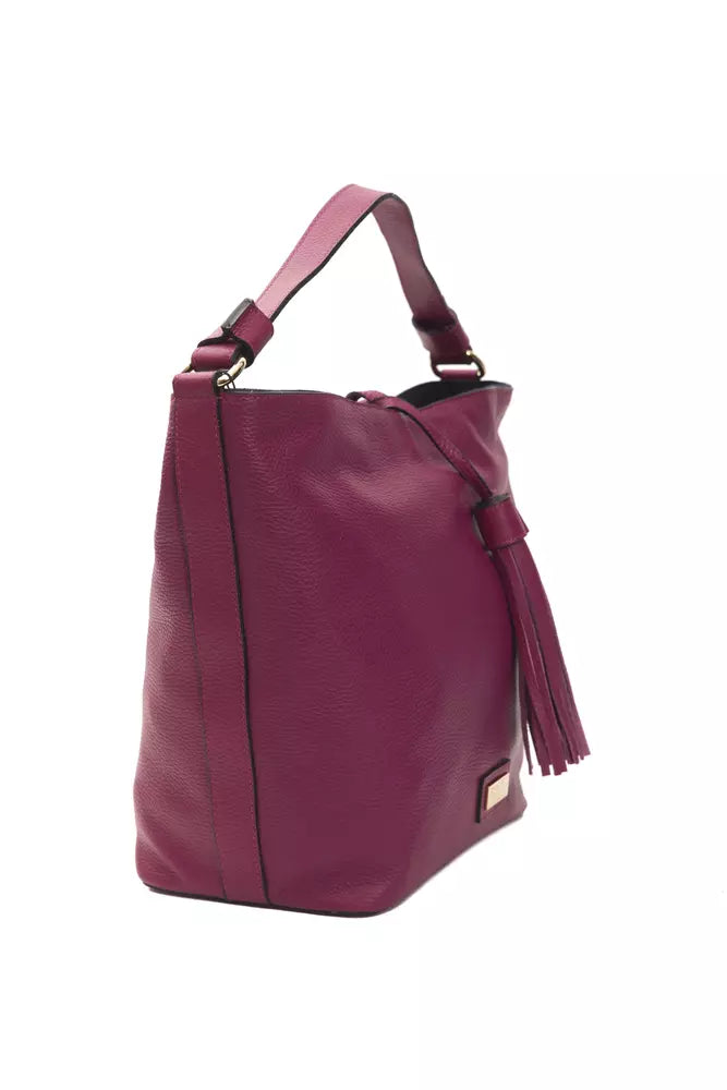 Bolso de hombro elegante de piel color burdeos Pompei Donatella