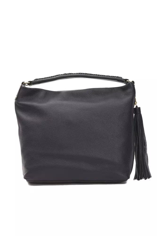 Bolso de hombro elegante de piel gris con detalle de logotipo Pompei Donatella