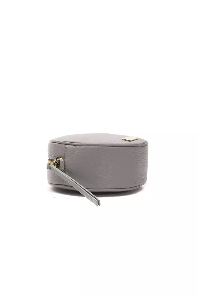 Bolso bandolera ovalado elegante de piel gris Pompei Donatella