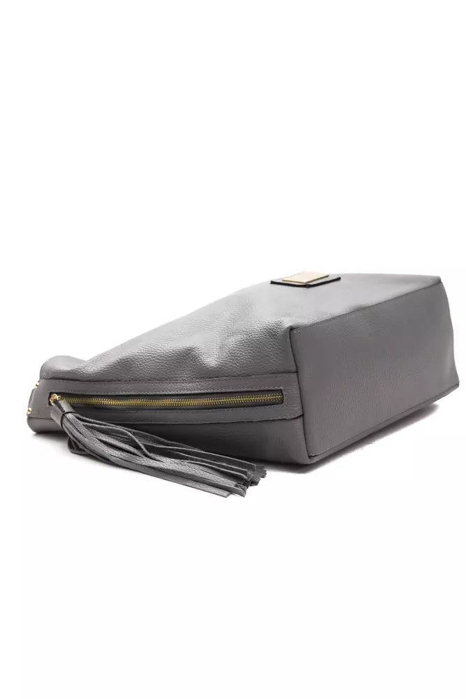 Bolso de hombro elegante de piel gris Pompei Donatella