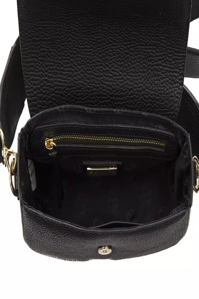 Bolso bandolera elegante de piel negra Donatella de Pompei