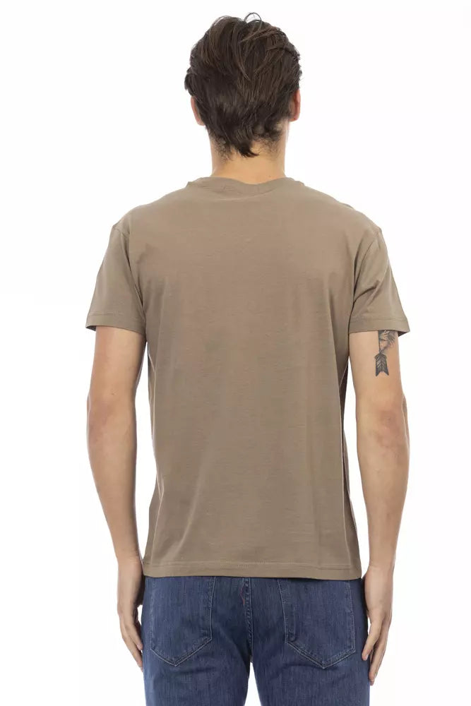 Camiseta Trussardi Action Sleek con escote en V y estampado artístico en el frente