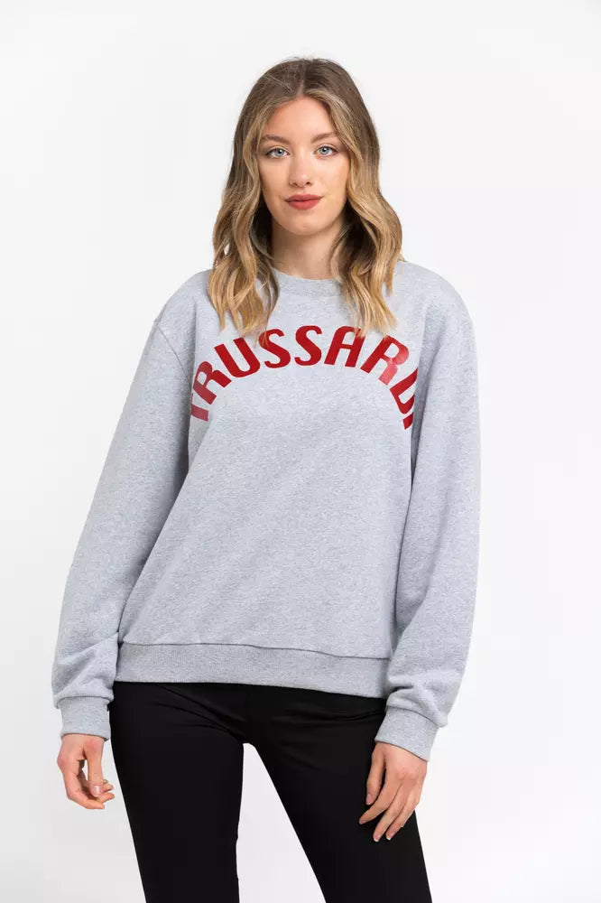 Sweat-shirt oversize à col rond en coton mélangé Trussardi