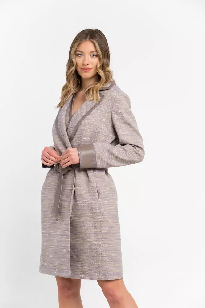 Manteau kimono en coton beige Trussardi Chic avec détails contrastés