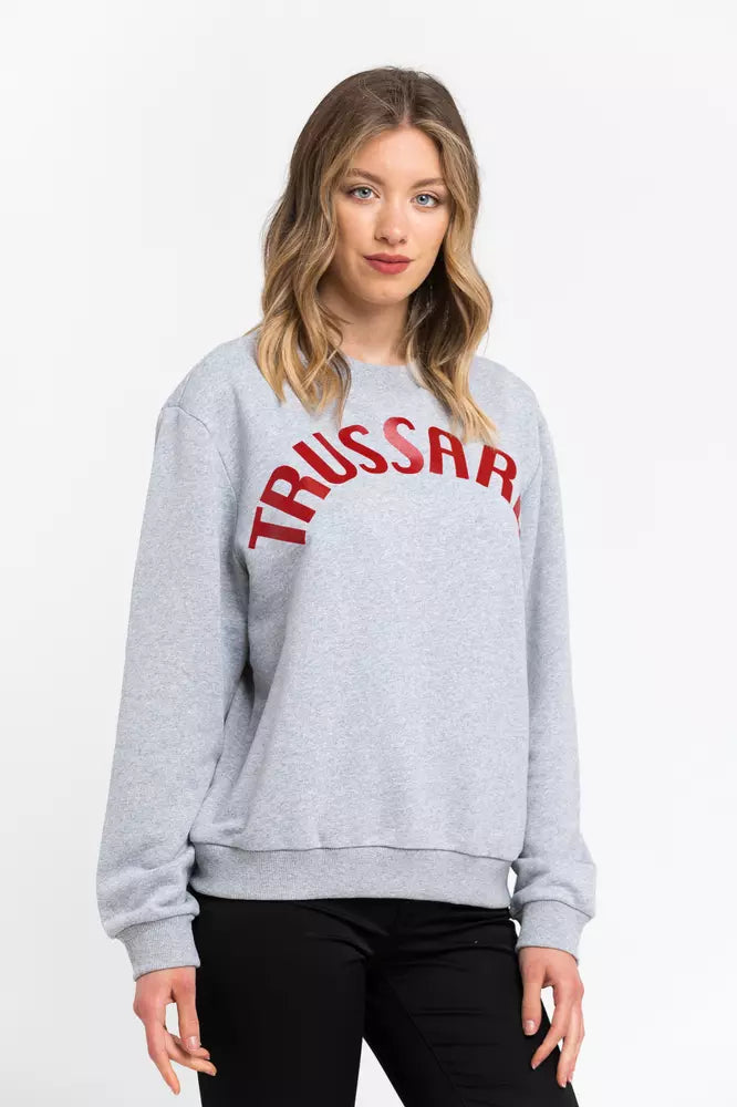 Sweat-shirt oversize à col rond en coton mélangé Trussardi