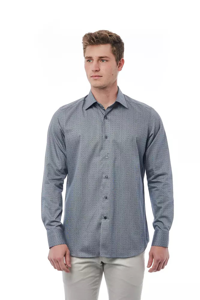 Camisa de algodón con cuello italiano elegante de Bagutta