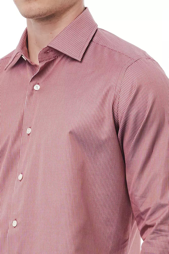 Chemise à col italien en coton rouge élégante Bagutta