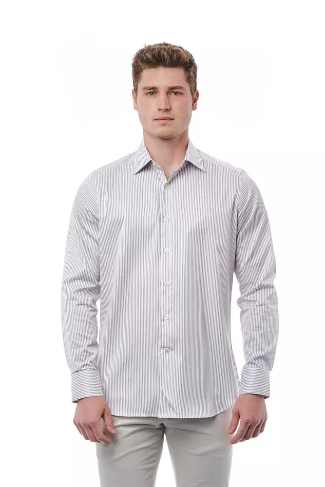 Camisa elegante de cuello italiano color blanco de Bagutta