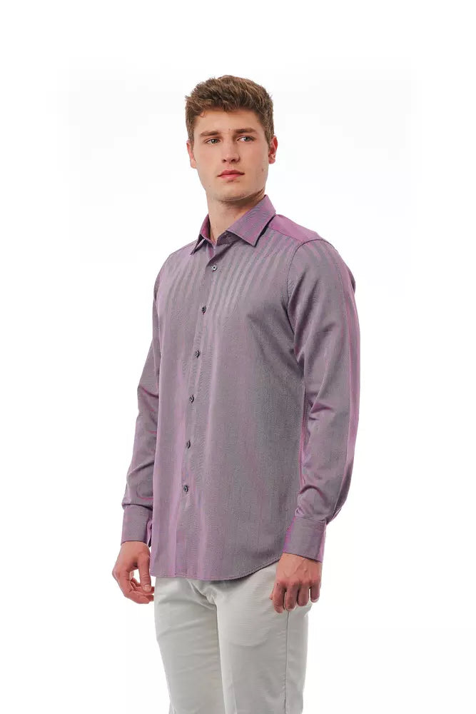 Chemise élégante à col italien bordeaux Bagutta