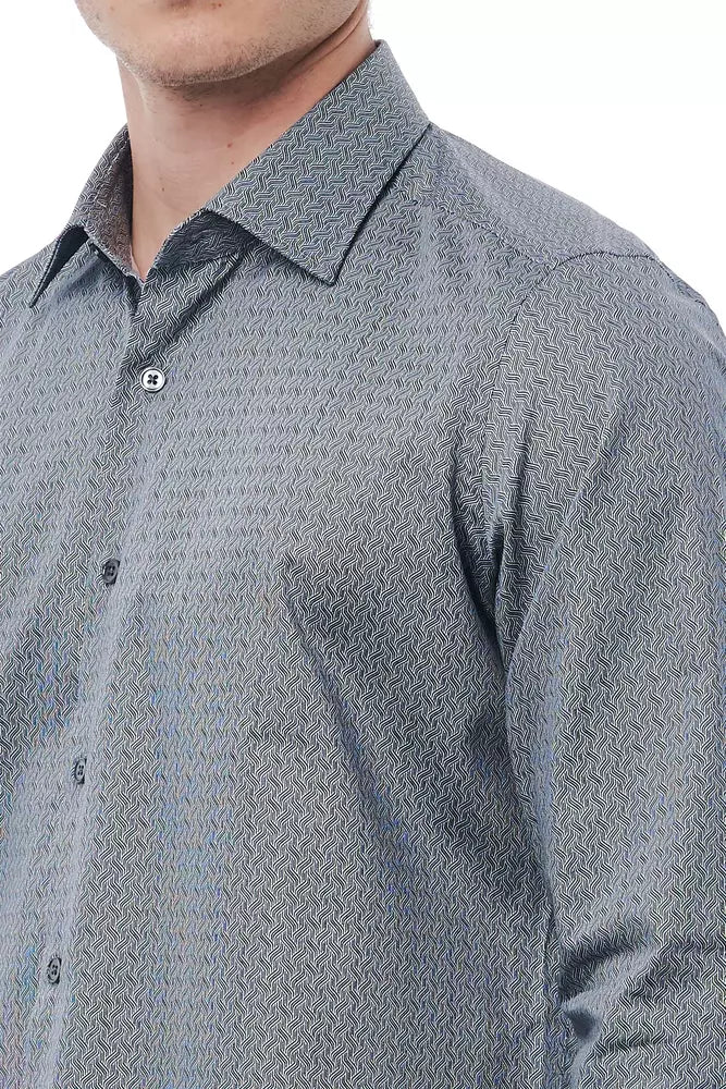 Camisa de algodón con cuello italiano elegante de Bagutta