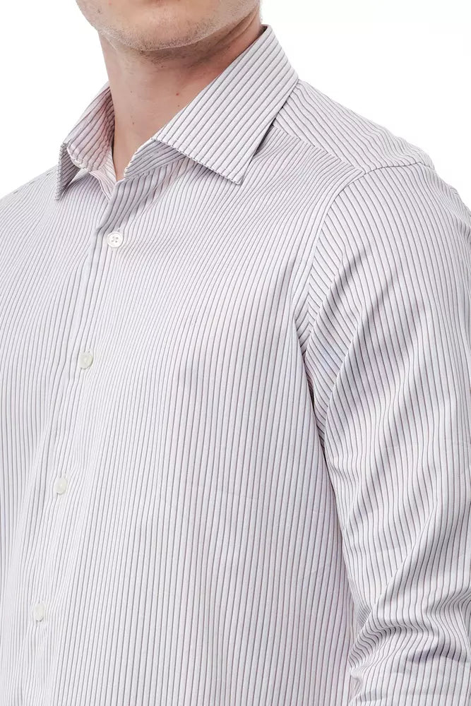 Camisa elegante de cuello italiano color blanco de Bagutta