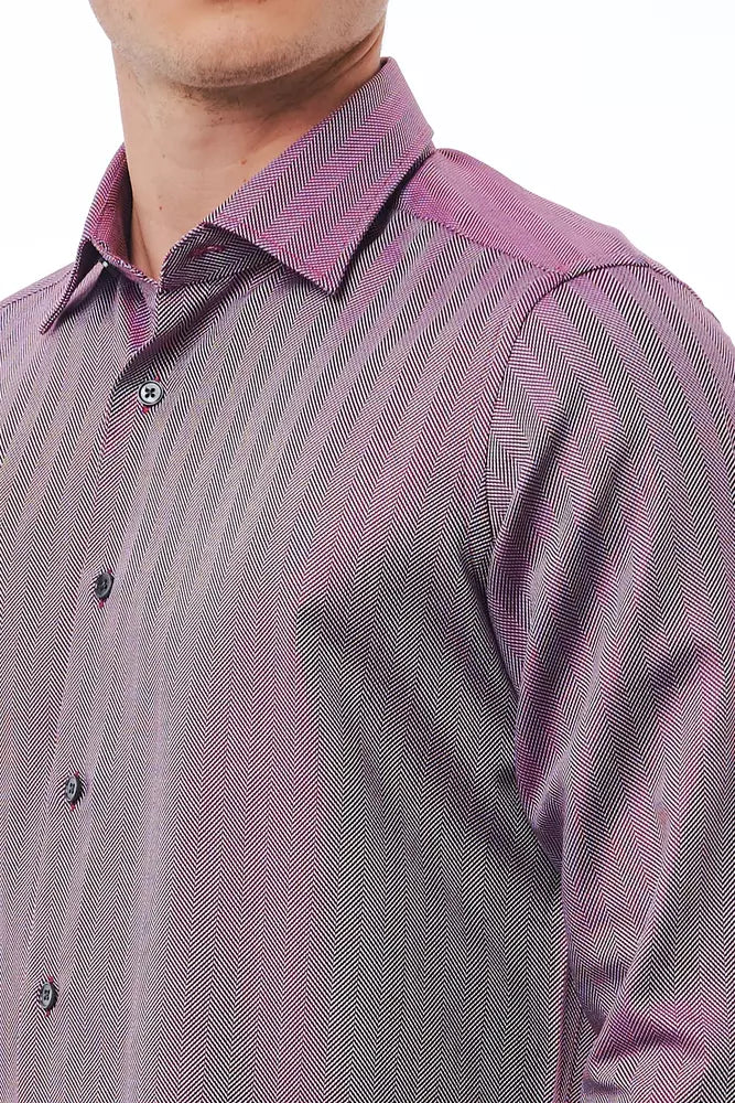 Camisa elegante de cuello italiano color burdeos de Bagutta