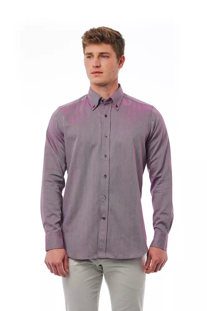 Chemise boutonnée élégante bordeaux Bagutta