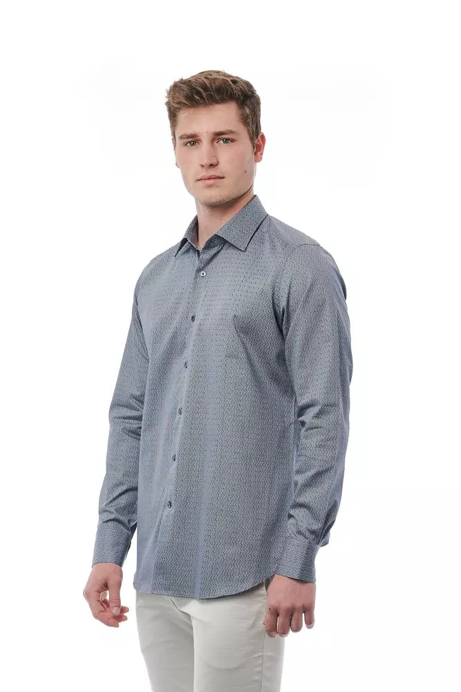 Camisa de algodón con cuello italiano elegante de Bagutta