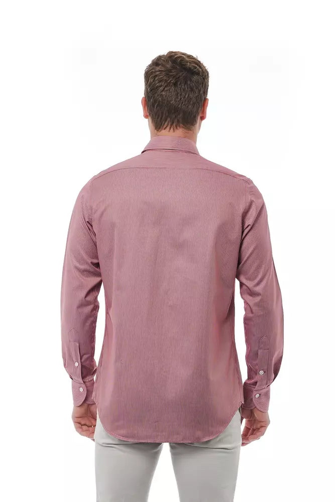 Camisa elegante de algodón con cuello italiano en color rojo de Bagutta